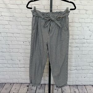 Forever 21 Gingham Print Paperbag Waist Pant